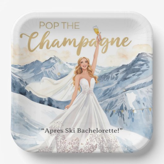 Ski Bachelorette Weekend Bride on the Slopes Pappteller (Vorderseite)