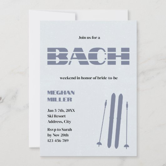 Ski Bachelorette Winter Weekend Itinerary Einladung (Vorderseite)