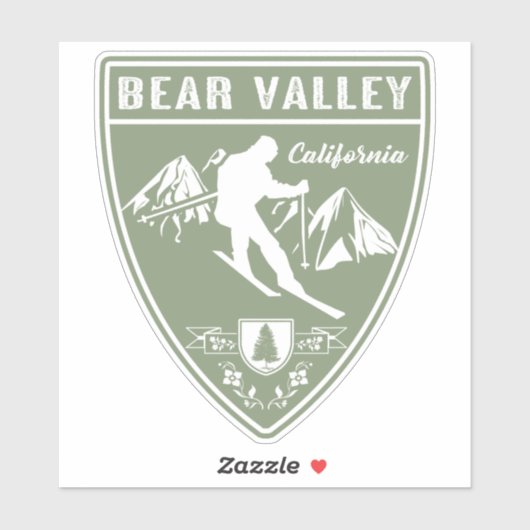 Ski Bear Valle California Aufkleber (Blatt)