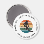 Ski Beaver Creek, Colorado - Man Skier, Schwarzer  Magnet (Vorderseite/Rückseite)