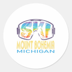 Ski Berg Bohemia Skiurlaub Michigan Runder Aufkleber