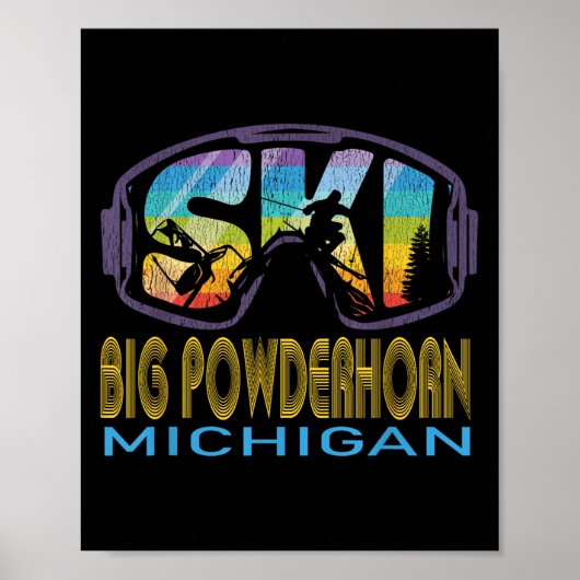 Ski Big Powderhorn Michigan Skiurlaub Poster (Vorne)