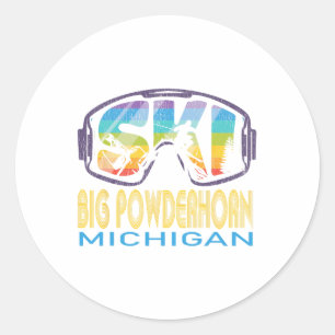 Ski Big Powderhorn Michigan Skiurlaub Runder Aufkleber
