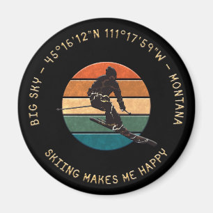Ski Big Sky, Montana - Man Skier, Gelber Text Magnet