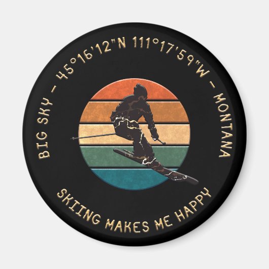 Ski Big Sky, Montana - Man Skier, Gelber Text Magnet (Vorne)