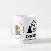 Ski Big Sky, Montana - Man Skier, Schwarzer Text Kaffeetasse (Vorderseite Links)