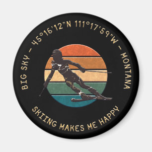 Ski Big Sky, Montana Skier, Gelber Text Magnet