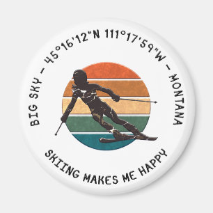 Ski Big Sky, Montana Skier, Schwarzer Text Magnet