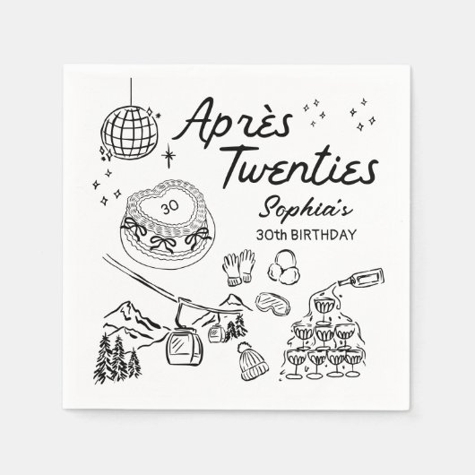 Ski Birthday Party Apres Twenties Serviette (Vorderseite)