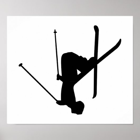 Ski Black Silhouette Poster (Vorne)