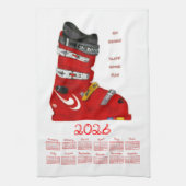 Ski Boot Go Skiing Slide Some Fun 2026 Calendar Geschirrtuch (Vertikal)