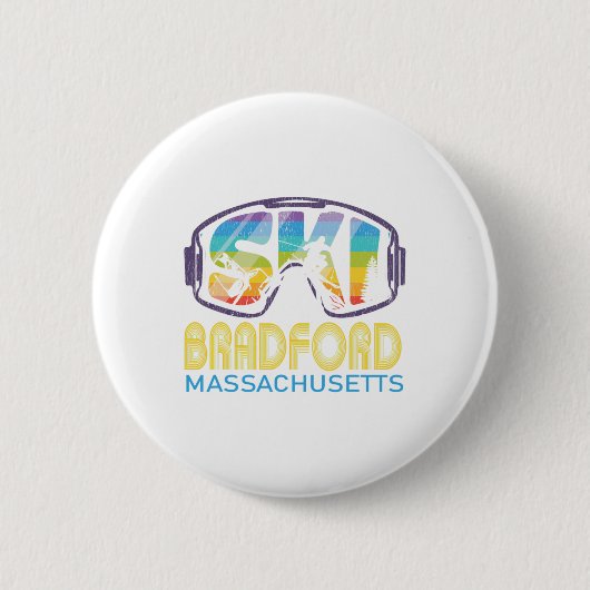 Ski Bradford Machusetts Skiurlaub Button (Vorderseite)