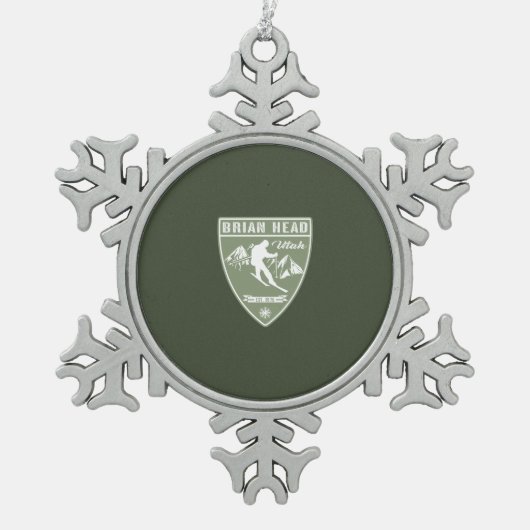 Ski Brian Head Utah Schneeflocken Zinn-Ornament (Vorderseite)