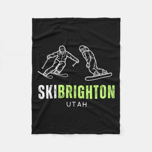 Ski Brighton Utah Ski Snowboarden Resort Vacat Fleecedecke (Vorderseite)