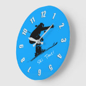 Ski Bum - Downhill Skier Große Wanduhr (Winkel)