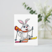 Ski Bunny - Niedlicher und sonniger Cartoon Postkarte (Stehend Vorderseite)