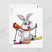 Ski Bunny - Niedlicher und sonniger Cartoon Postkarte (Vorne/Hinten)