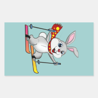 Ski Bunny - Niedlicher und sonniger Cartoon Rechteckiger Aufkleber
