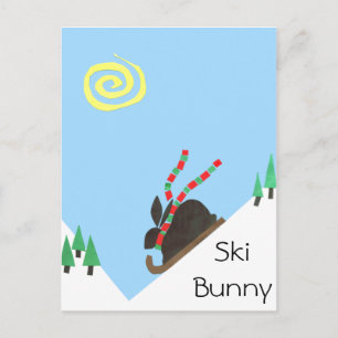 Ski Bunny Postkarte