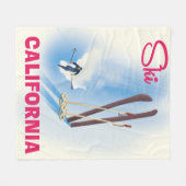 Ski California Reiseplakat Fleecedecke (Vorderseite (Horizontal))