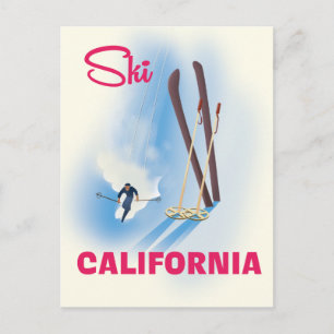 Ski California Reiseplakat Postkarte