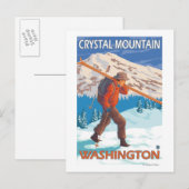 Ski Carry Snow Skis - Kristallberg, WA Postkarte (Vorne/Hinten)