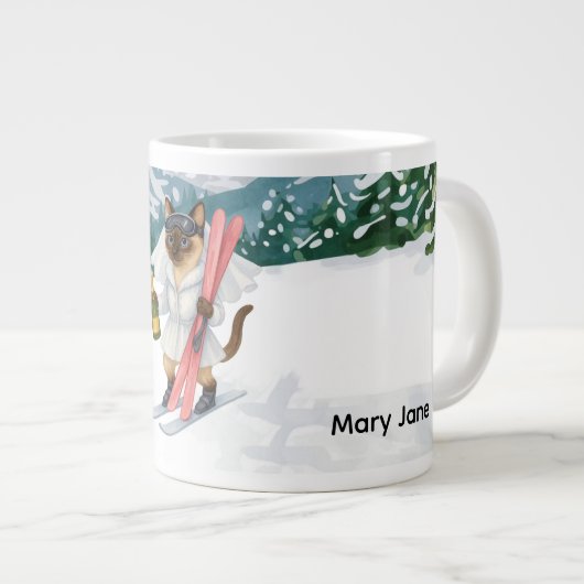Ski Cat fährt im rosa Junggeselinnen-Abschied Ski Jumbo-Tasse (Vorderseite Rechts)