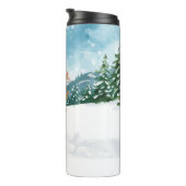 Ski Cat fährt im rosa Junggeselinnen-Abschied Ski Thermosbecher (Nach rechts gedreht)