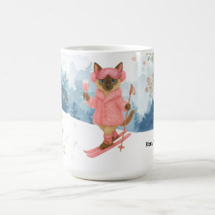 Ski Cat skit in Pink Bachelorette Party Kaffeetasse