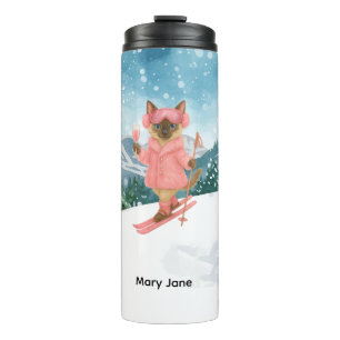 Ski Cat skit in Pink Bachelorette Party Thermosbecher