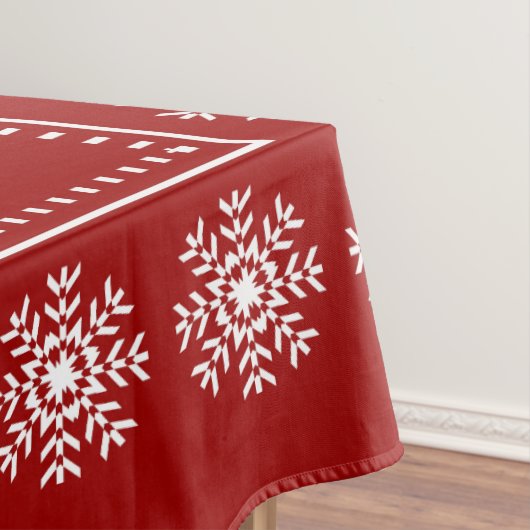 Ski-Chalet-Weihnachtsrote und weiße Schneeflocke Tischdecke (Beispiel)