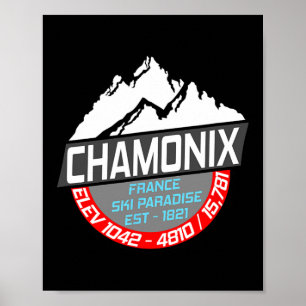 Ski Chamonix T-Shirt Mont Blanc Frankreich Skifahr Poster