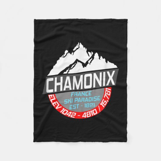 Ski Chamonix T Shirt Mont Blanc Frankreich Skigebi Fleecedecke (Vorderseite)