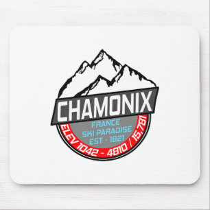 Ski Chamonix T Shirt Mont Blanc Frankreich Skigebi Mousepad