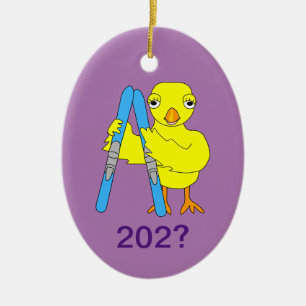 Ski Chick Keramik Ornament