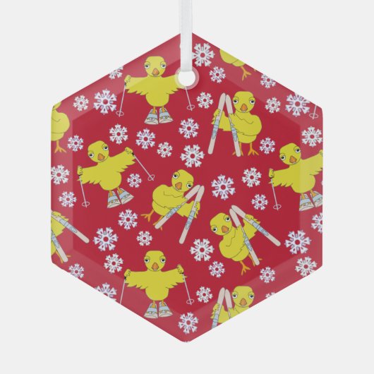 Ski Chick Muster Ornament Aus Glas (Vorderseite)