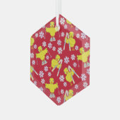 Ski Chick Muster Ornament Aus Glas (Vorderseite Links)