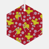 Ski Chick Muster Ornament Aus Glas (Rückseite)