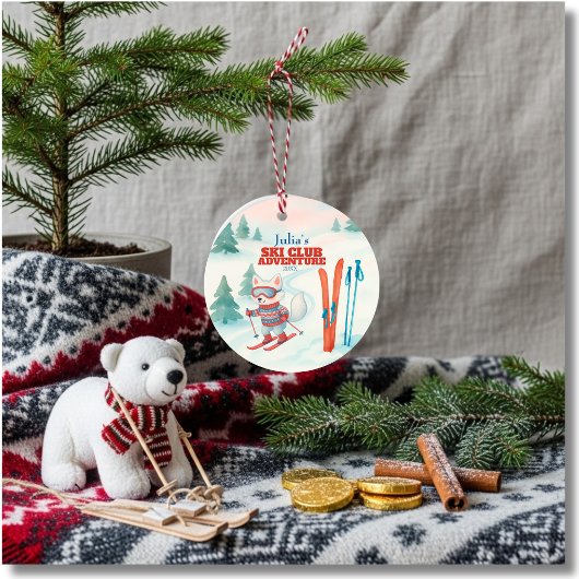 Ski Club Adventure Baby Arctic Fox Keramik Ornament