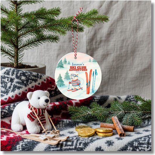 Ski Club Adventure Baby Polar Bear Keramik Ornament