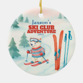 Ski Club Adventure Baby Polar Bear Keramik Ornament (Hinten)