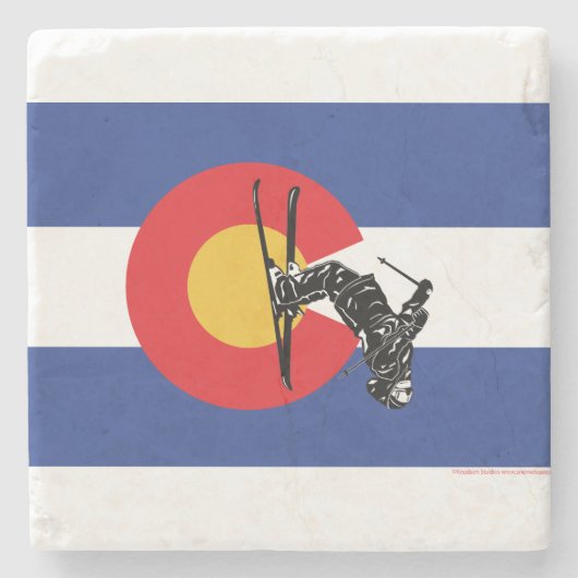 Ski Colorado Steinuntersetzer (Vorderseite)