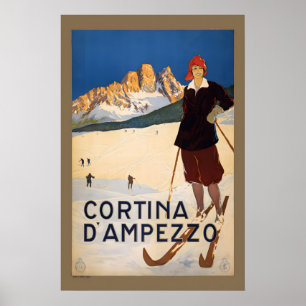 Ski Cortina d'Ampezzo920 Vintage Skigebiet Poster