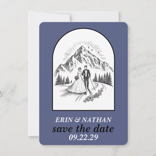 Ski Couple Save the Date (Vorderseite)