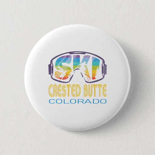 Ski Crested Butte Colorado Skiurlaub Button (Vorderseite)