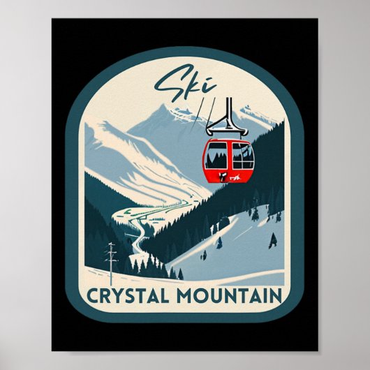 Ski Crystal Mountain Retro Vintage Crystal Mountai Poster (Vorne)