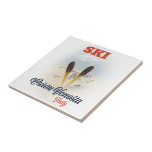 Ski Curon Venosta Italien Skiplakat Fliese