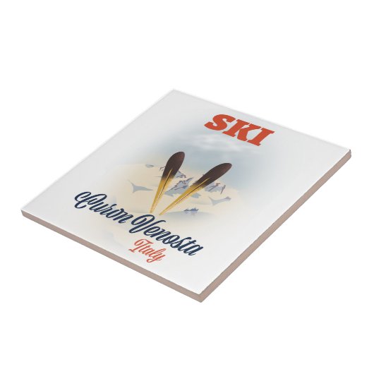 Ski Curon Vinschgau Italien Skiposter Fliese (Seite)
