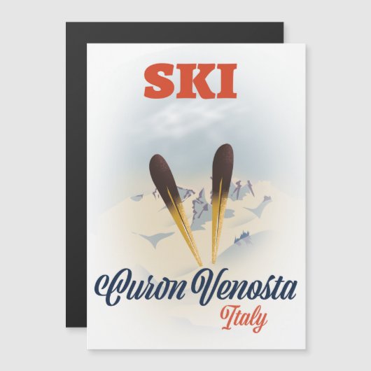 Ski Curon Vinschgau Italien Skiposter Magnetkarte (Vorne/Hinten)