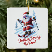 Ski Custom Modern Funky Santa Niedlich Weihnachten Keramikornament